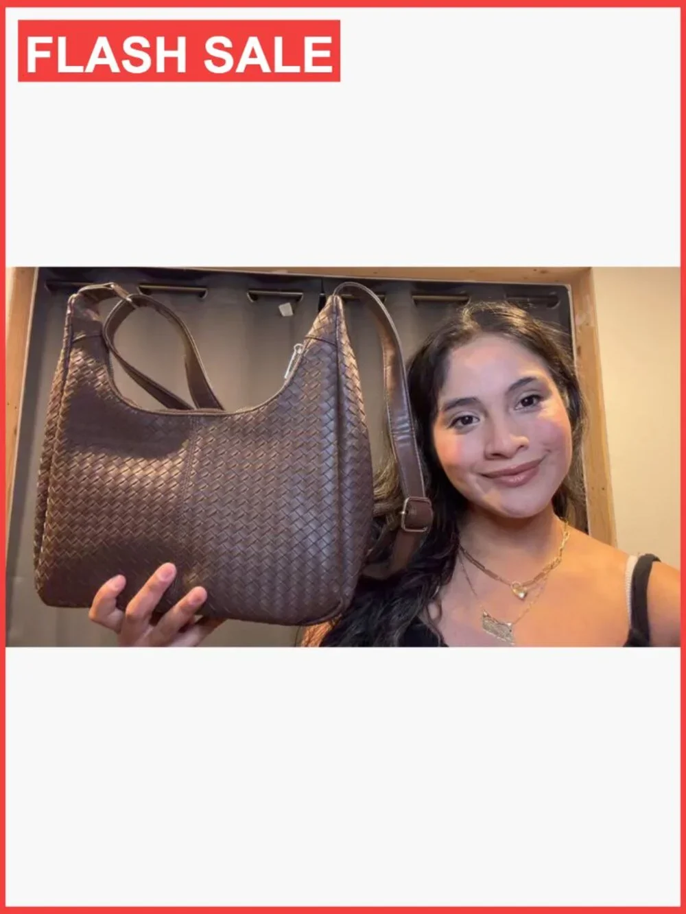 Woven Hobo Bag Crossbody Shoulder Tote Faux Leather Purse